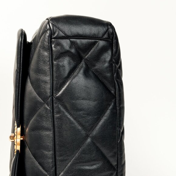 Chanel Maxi 19 Large Classic Two-Tone Chain Black Leather Flap Bag - Picture 6 of 13